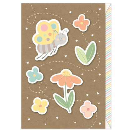 Přání 3D s obálkou Artebene Butterfly Flowers