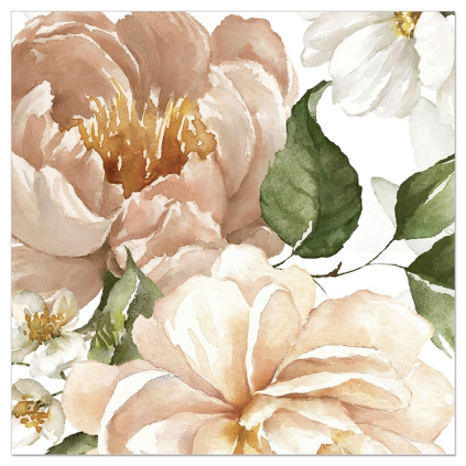 Papírové ubrousky 20 ks Artebene Flowers - bílé