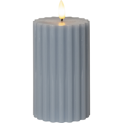 Vosková LED svíčka výška 15 cm Star Trading Flamme Stripe - modrá