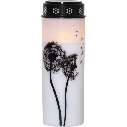 Hřbitovní LED svíčka výška 21 cm Star Trading Dandelion - bílá