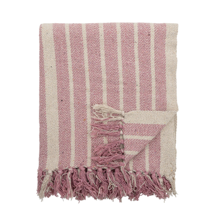 Pléd z recyklované bavlny 150x130 cm MONTA Bloomingville - růžový