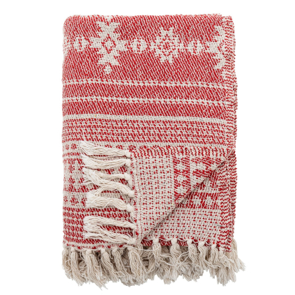 Pléd z recyklované bavlny 160x130 cm OIA Bloomingville - červený