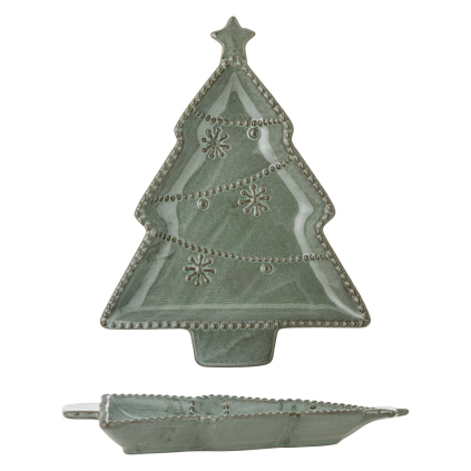 Kameninový servírovací talíř ALDER Bloomingville - zelený