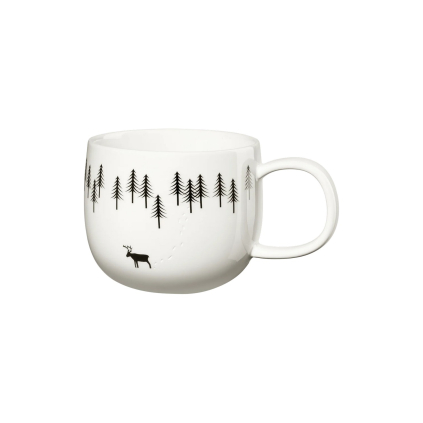 Porcelánový hrnek s uchem 400 ml JOY SNOW TRACKS ASA Selection - bílý