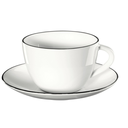 Hrníček s podšálkem a proužkem 210 ml A TABLE LIGNE NOIR ASA Selection - bílý