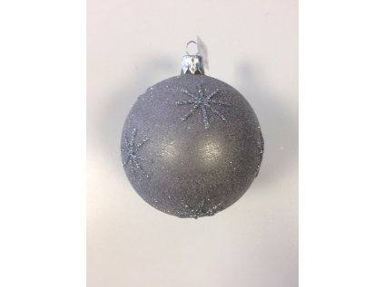 Střední vánoční koule s hvězdami 6 ks - šedá