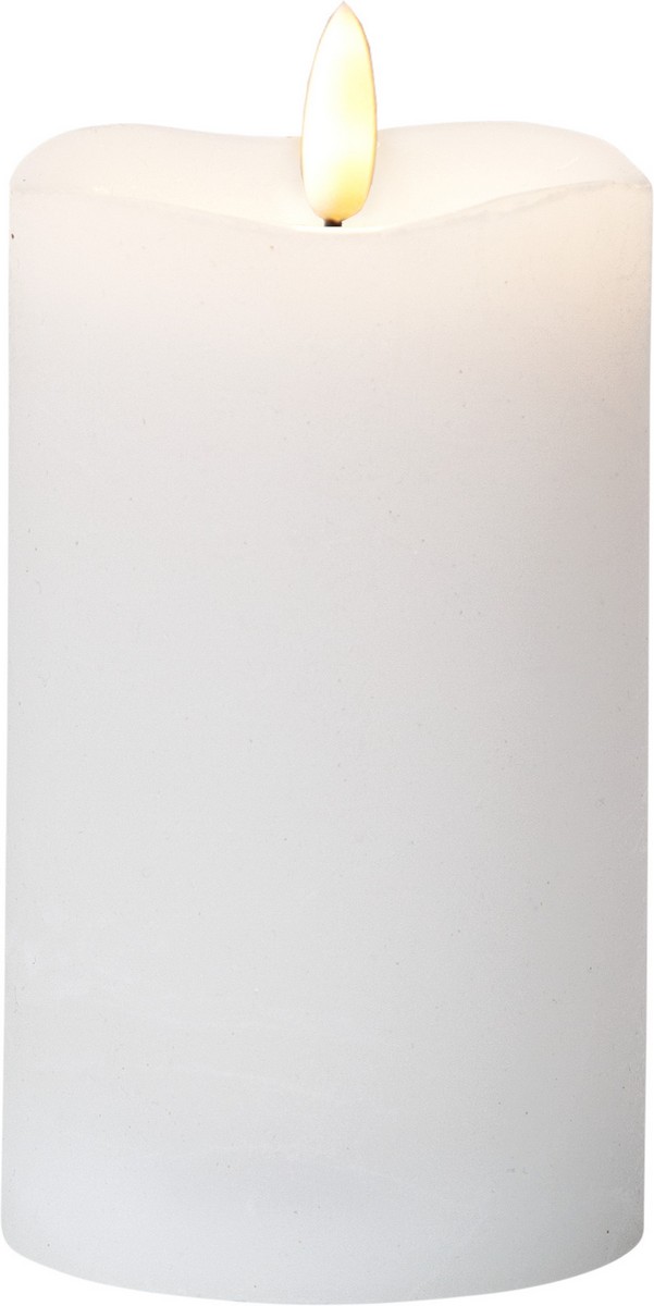 Vosková LED svíčka s časovačem výška 14 cm Star Trading Flamme - bílá