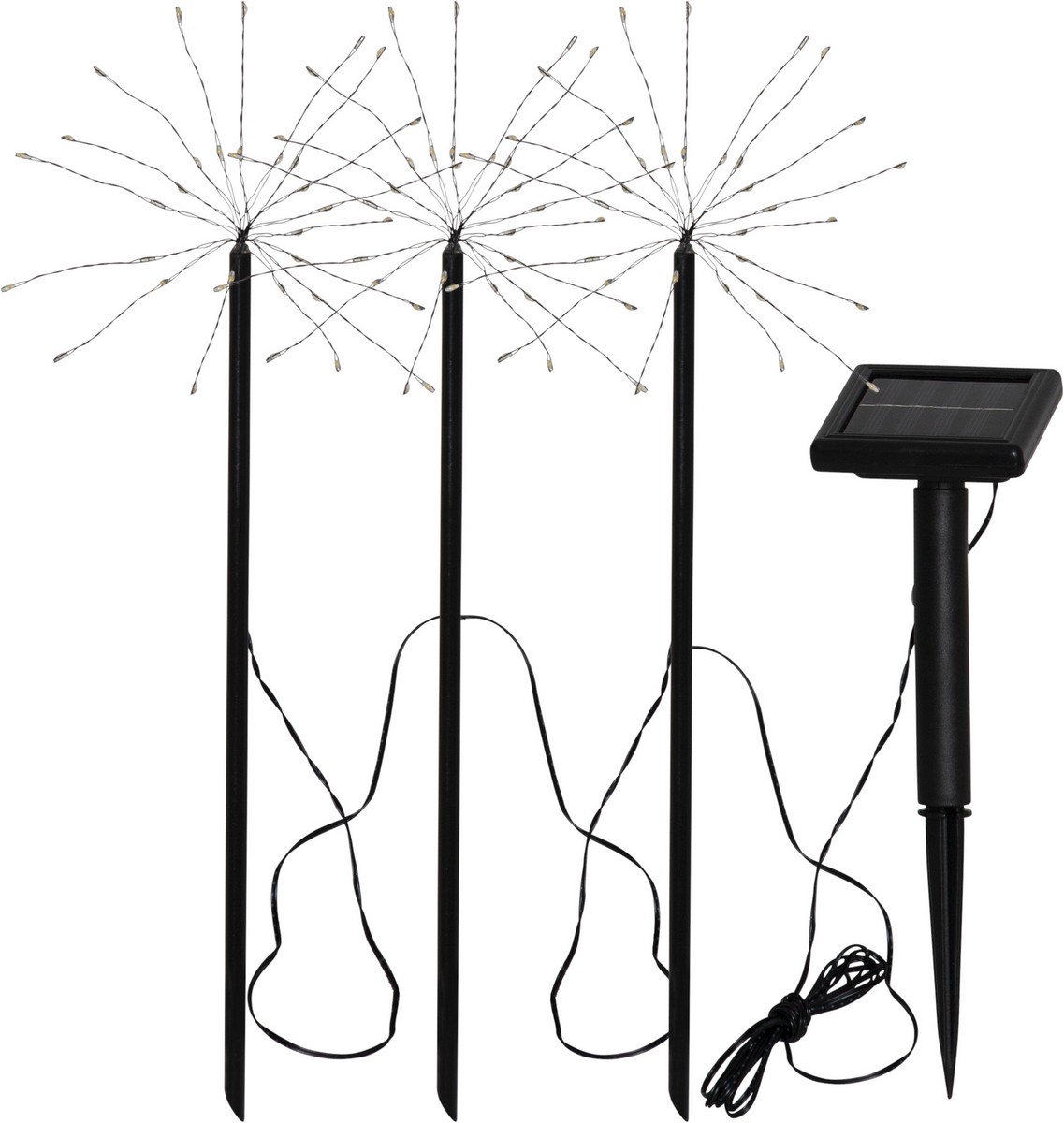 Levně Sada 3 venkovních solárních LED svítidel výška 40 cm Star Trading Firework - černá