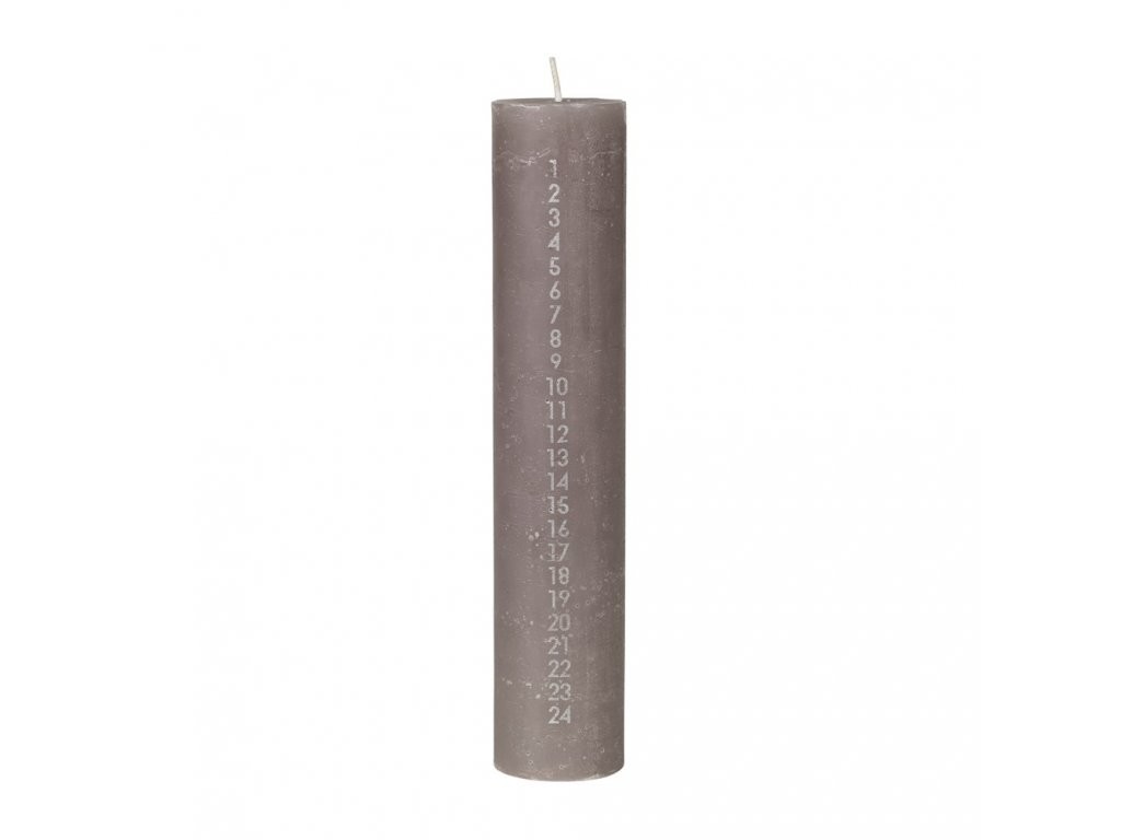 Adventní svíčka s čísly Broste RUSTIC - šedohnědá