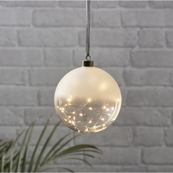 Skleněná LED světelná dekorace průměr 15 cm Star Trading Glow - polomatná