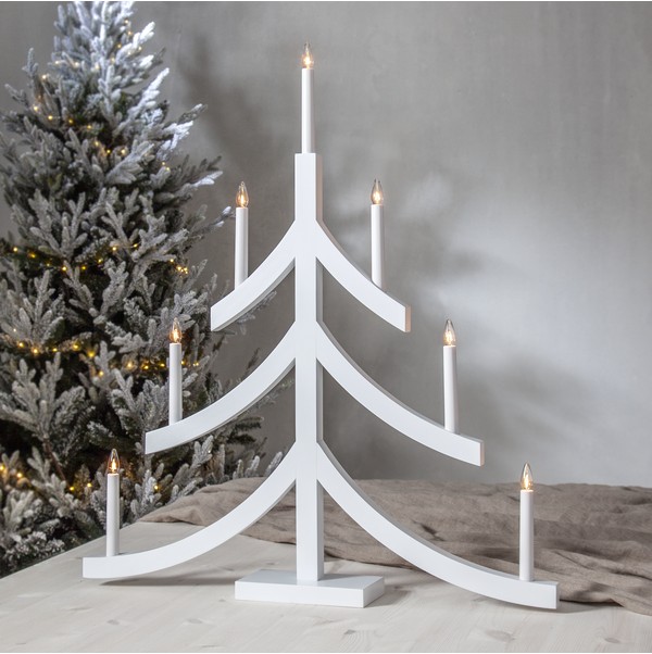 Dřevěný vánoční LED svícen výška 79 cm Stra Trading Pagod - bílý