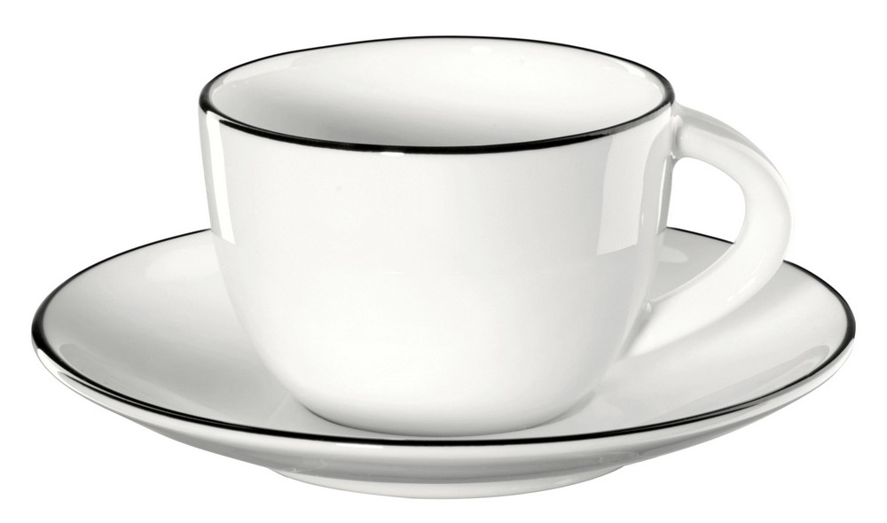 Hrníček s proužkem na espresso s podšálkem 0,07 l A TABLE LIGNE NOIR ASA Selection - bílý