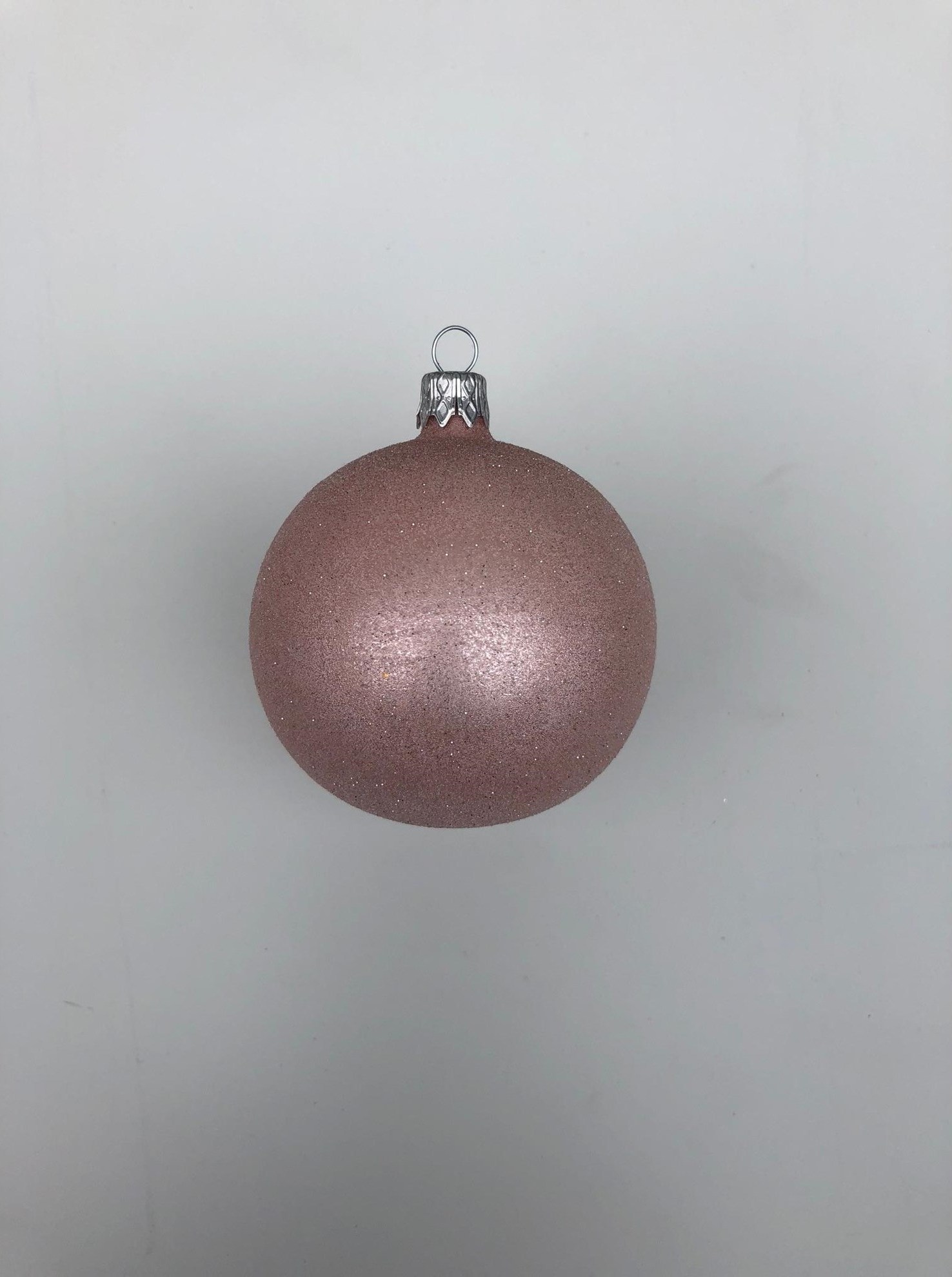 Vánoční ozdoby Střední vánoční koule s třpytkami 6 ks - šedorůžová