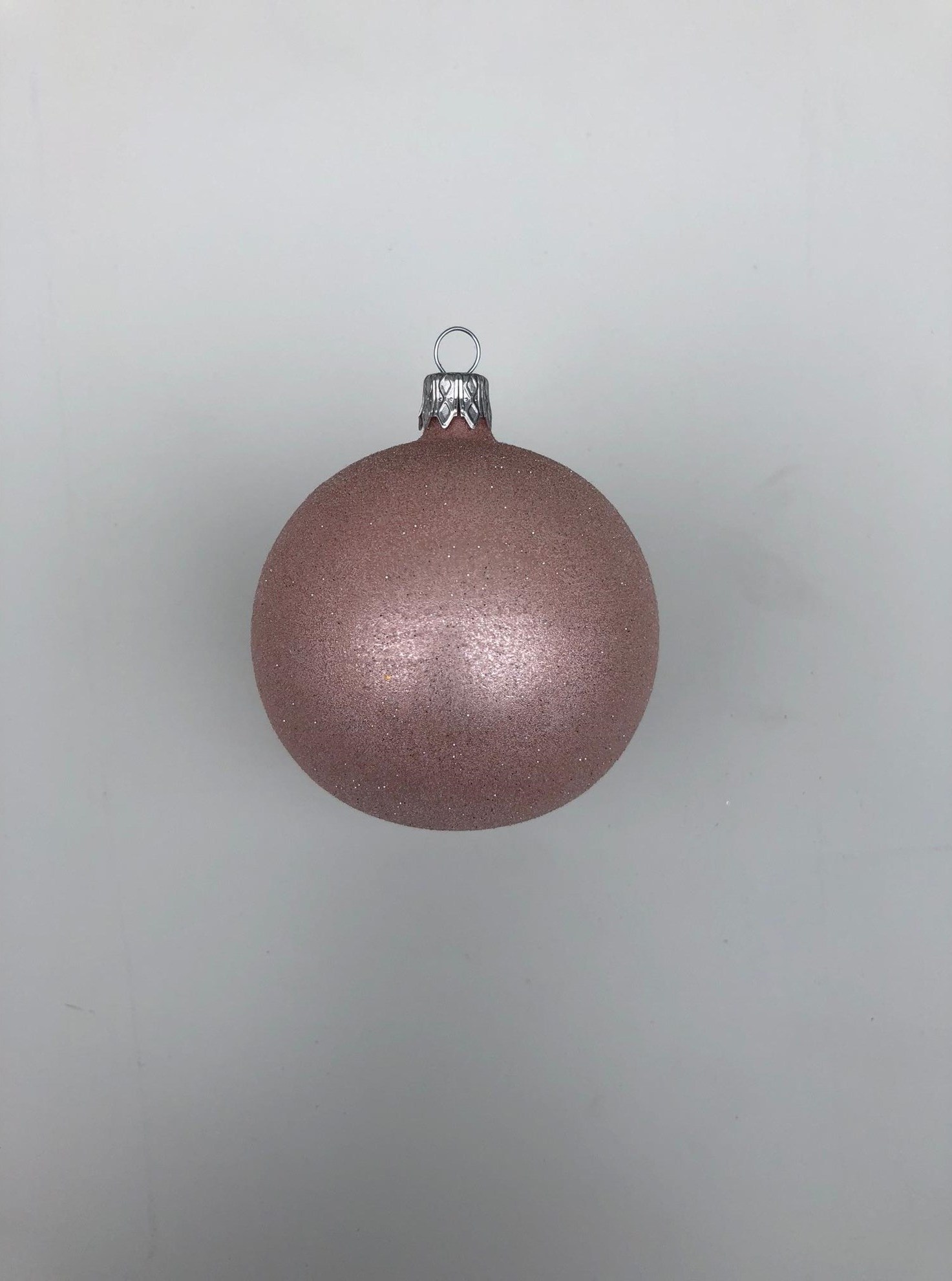 Vánoční ozdoby Velká vánoční koule se třpytkami 4 ks - šedorůžová