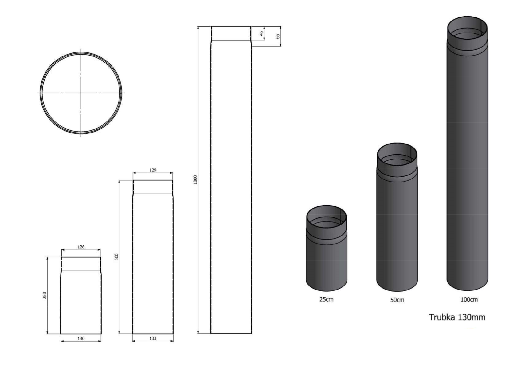 Sada kouřovodů 130 mm, SET 130-01