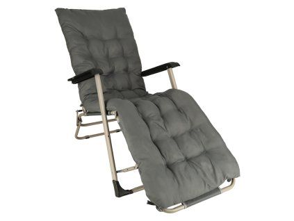 Garden folding lounger with cushion grey 172823