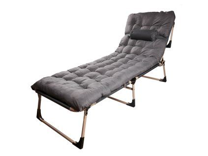 Camping bed with pillow 193 cm dark grey 154369
