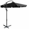 LUARO Garden umbrella large folding umbrella with boom 290cm black 186966