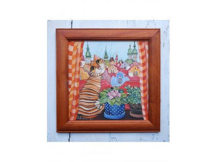 Kočka v okně 38 x 38 cm
