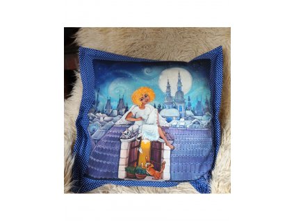 Andělka co si ráda hraje - polštář 50 x 50 cm bavlna