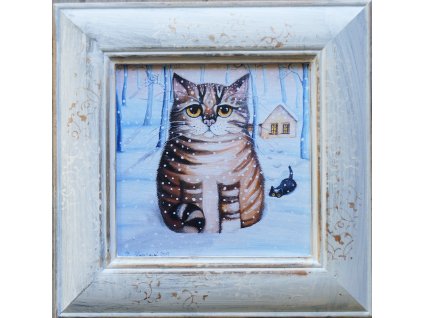 Kocour a kotě v zimě 23 x 23 cm