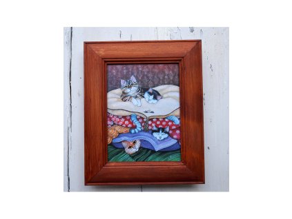 Kočky v peřinách 28 x 33 cm
