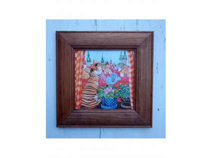 Kočka v okně 23 x 23 cm
