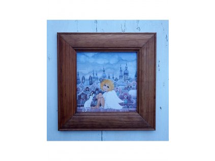 Andělka s kočičkou 23 x 23 cm