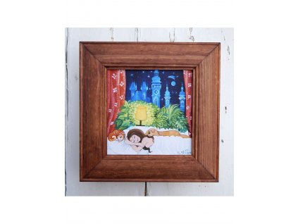 Ona , pes a kočka 23 x 23 cm