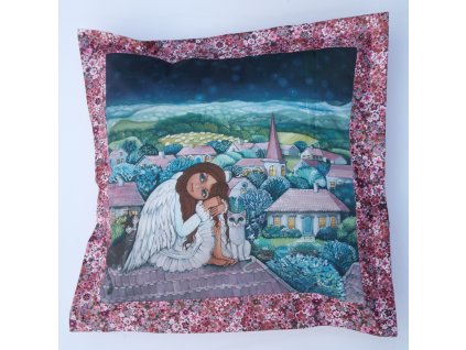 Tam kde andělé dávají dobrou noc - polštář 50 x 50 cm bavlna