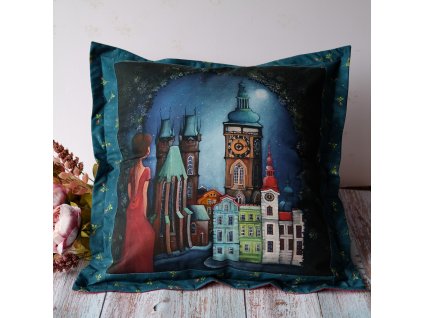 Romantický Hradec - polštář 50 x 50 cm bavlna