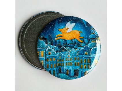Zlaté prasátko pro štěstí - velký magnet 75 mm