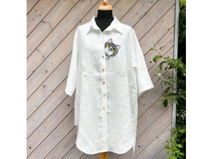 Lněná originální malovaná košile - velikost Uni L - XXXXL