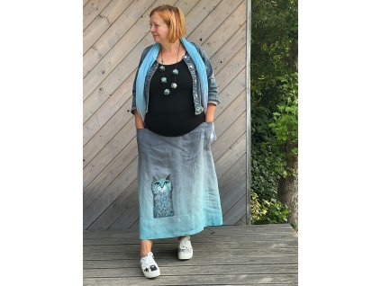 Originál sukně lněná s kočkou L- XXL