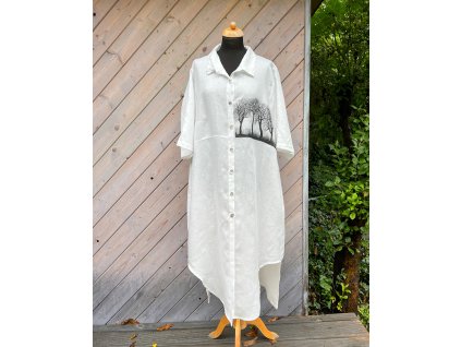 Lněná originální malovaná košile - velikost Uni L - XXXL
