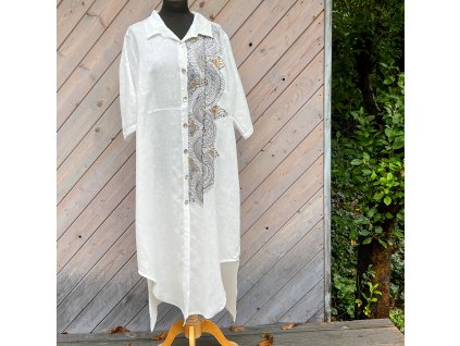 Lněná originální malovaná košile - velikost Uni L - XXXL