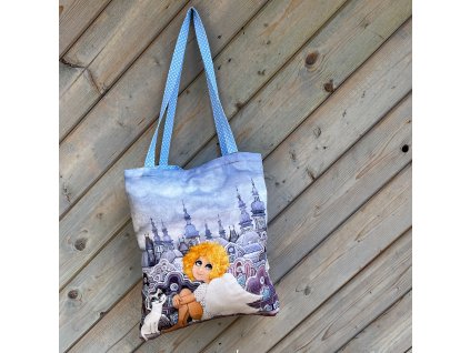 Plátěná nákupka - Andělka s kočičkou