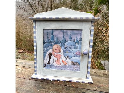 Skříňka na klíče - Andělka a kočičky