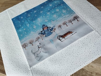 Jarní středový ubrus Kamarádky vločky 64 x 64 cm