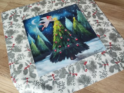 Jarní středový ubrus Vánoční strom 64 x 64 cm