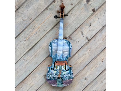 Zimní pohádkový domeček - malované housle