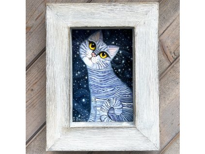 Modrá kočka - olejomalba