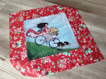 Jarní středový ubrus  Vítr ve vlasech 64 x 64 cm