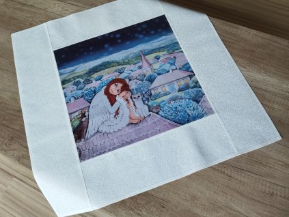 Jarní středový ubrus Tam kde andělé dávají dobrou noc 64 x 64 cm