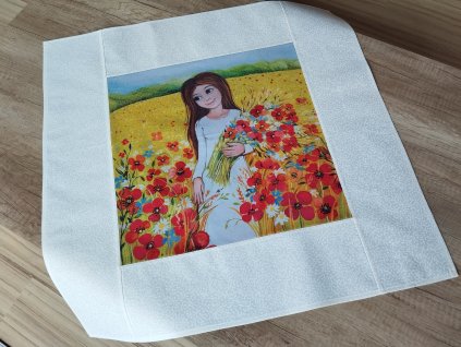 Jarní středový ubrus Maková panenka 64 x 64 cm