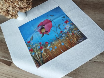 Jarní středový ubrus Čmeláček  64 x 64 cm