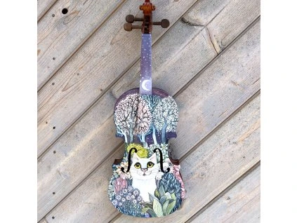 Bílá kočička - malované housle