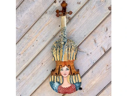 Zrzka se zlatou oblohou - malované housle