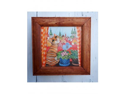Kočka v okně 28 x 28 cm
