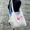 Velká prostorná lněná taška malovaná s máky
